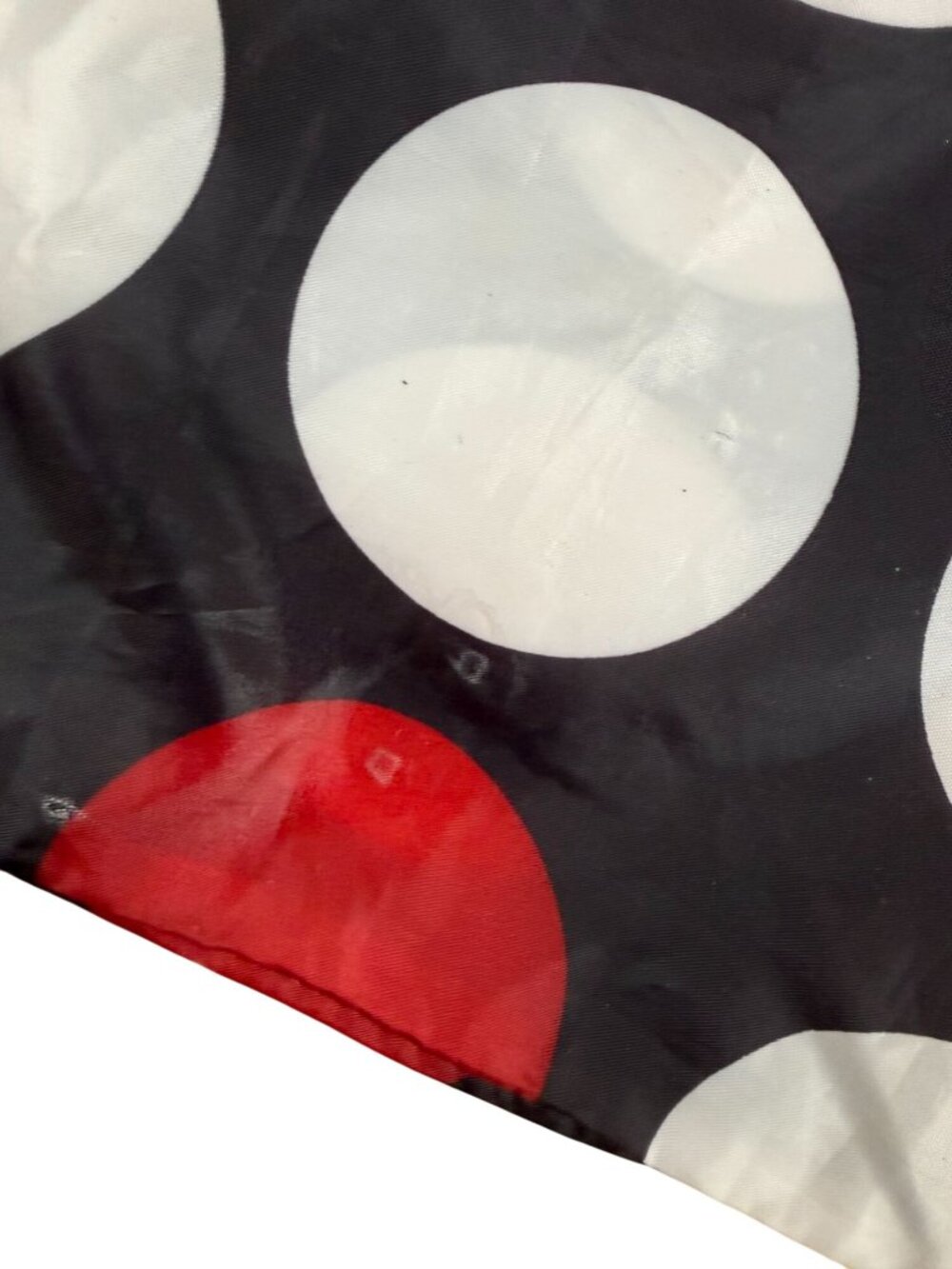 B.B. Begonia Reusable Foldable Tote Bag Red & White Polka Dots Black Background - Picture 5 of 7
